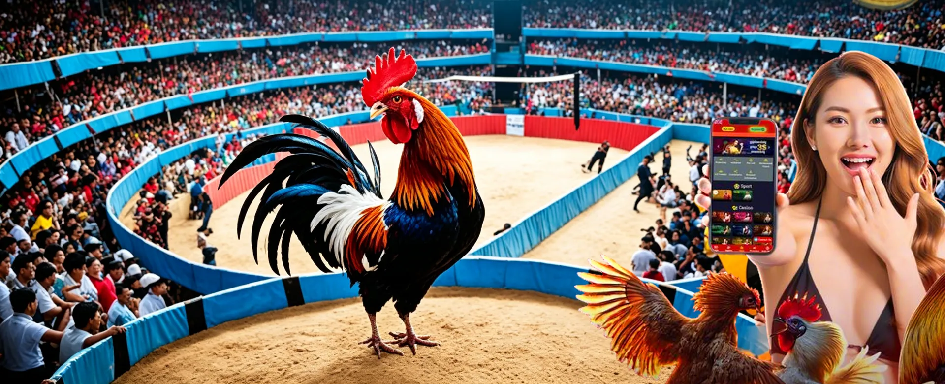 Dynamic sports stadium with vibrant lights, symbolizing online sports betting at NustarGame.com